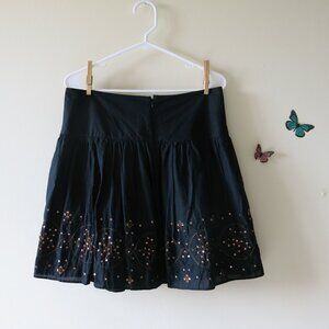 Vintage Gap Black Cotton Copper Embroidery Sequins Lined Chic Y2K Skirt Size 6